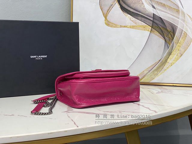 YSL爆款女士包包 聖羅蘭經典款油蠟抓皺牛皮小號郵差包 YSL肩背斜挎包 533037  jjh1105